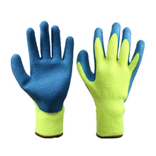 Latex Gloves  polyester Shell Coated Crinkle  construction Safety  garden work Gloves